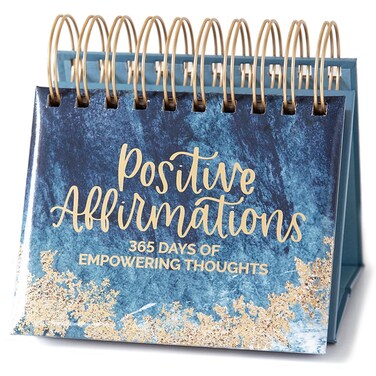 bloom daily planners Undated Perpetual Desk Easel/Inspirational Standing Flip Calendar - Motivational Page a Day - (5.25" x 5.5") - Positive Daily Affirmations