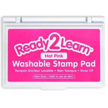 READY 2 LEARN Washable Stamp Pad - Hot Pink - Non-Toxic - Fade Resistant - Perfect for Scrapbooks, Posters and Cards
