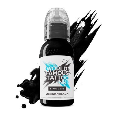World Famous Tattoo Ink Limitless - Obsidian Outlining Tattoo Ink - Professional Tattoo Ink &amp; Tattoo Supplies - Skin-Safe Permanent Tattooing in Bold Shades - Vegan &amp; Non-Toxic (1 oz)