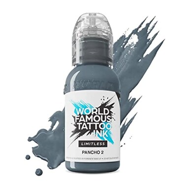 World Famous Tattoo Ink Limitless - Pancho 2 - Professional Tattoo Ink &amp; Tattoo Supplies - Skin-Safe Permanent Tattooing in Bold Shades - Vegan &amp; Non-Toxic (1 oz)