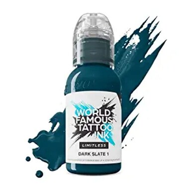 World Famous Tattoo Ink Limitless - Dark Slate 1 - Professional Tattoo Ink &amp; Tattoo Supplies - Skin-Safe Permanent Tattooing in Bold Shades - Vegan &amp; Non-Toxic (1 oz)