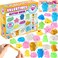 JOYIN 28 Packs Valentine's Day Gift Cards with Glitter Mochi Squishy Toys to Squeeze, Kawaii Stress Relief Fidget Toy for Kids Classroom Exchange Prizes, Valentine Party Favor