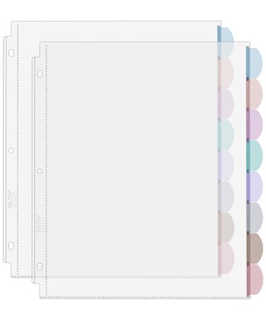 Mr. Pen- Clear Sheet Protectors with Binder Tabs, 8 Tabs, 2 Sets, Clear Binder Sheet Protectors, Clear Plastic Dividers for 3 Ring Binder, Insertable Index Page Divider Multicolor Tabs