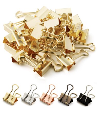Mr. Pen- Binder Clips, Small Binder Clips, 50Pack, 0.75 in, Gold, Small Clips, Paper Binder Clips, Binder Clips Small Size, Small Paper Clips, Office Clips, Micro Binder Clips, Mini Binder Clips