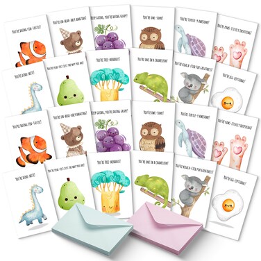 Mr. Pen- Funny Notecards with Envelopes, 24 Set, Funny Cards for Kids, Funny Geeting Cards for Kids, Blank Cards for Kids, Kids Cards, Fun Puns Blank Note Cards, Christmas Gift