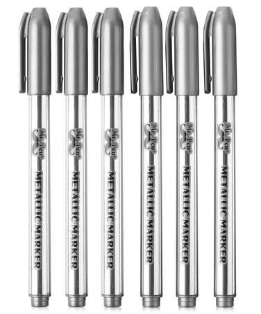 Mr. Pen- Metallic Paint Markers, 6 Pack, Silver Paint Marker, Silver Pen, Silver Markers Permanent Metallic, Silver Ink Pen, Silver Metallic Marker, Metallic Markers for Black Paper, Silver Marker