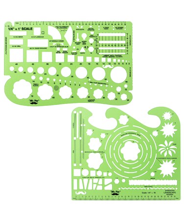 Mr. Pen- Landscape Templates, 2pcs, Green Architectural Templates, Drafting Tools, Landscaping Tools, Landscape Design Template, Drafting Ruler Shapes, Stencils for Drawing Stencils, Landscape Tools