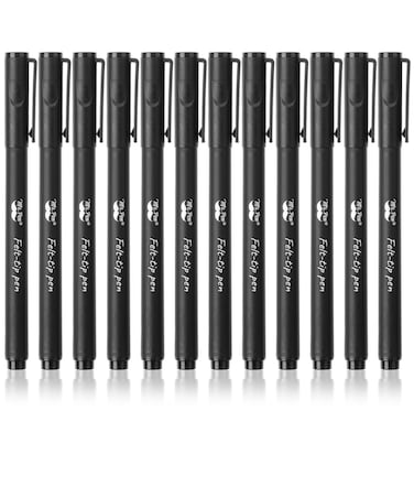 Mr. Pen- Pens, Felt Tip Pens, Black Pens, Pack of 12, Fast Dry, 0.7 mm Point Tip, Fine Point Pens Black, Black Felt Tip Pens, Bible Journaling Pens, Felt Pens, Planner Markers, Pens for Journaling