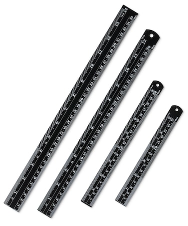Mr. Pen- Stainless Steel Ruler, 4 pcs, 6", 8", 12", 14", Black, Imperial &amp; Metric Measurements, Metric Metal Ruler Set, mm Ruler, Metal Rulers, Small Metal Ruler Metal Straight Edge, Centimeter Ruler