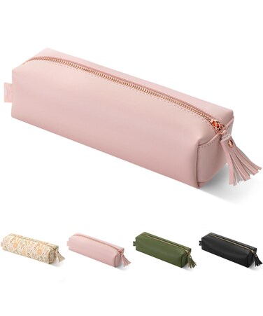 Mr. Pen- PU Leather Pencil Case, Pink, Pencil Case Small Pencil Pouch Aesthetic, Cute Pencil Case Aesthetic, Leather Pencil Pouch Small Pink Pencil Case, Pencil Case for School
