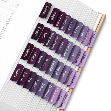 Mr. Pen- Bible Tabs, 75 Tabs, Ethereal Amethyst, Laminated Bible Tabs for Women and Men, Bible Tabs for Study Bible, Bible Index Tabs, Bible Book Tabs, Bible Labels Tabs, Mr Pen Bible Tabs