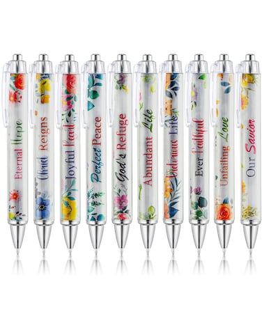 Mr. Pen- Christian Pen Set, 10 Pack, Faith Blossoms, Black Ink, Bible Verse Pens, Christian Pens for Women, Bible Pens No Bleed Through, Ballpoint Pens Ballpoint, Christmas Gift