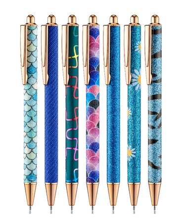 Mr. Pen- Fancy Pens for Women, Azure Elegance, 7 Black Ink Ballpoint Pens with 10 Refills, 1.0mm, Cute Pens for Journaling, Cool Pens Ballpoint, Pens Ballpoint Smooth Writing Pens Cute, Christmas Gift