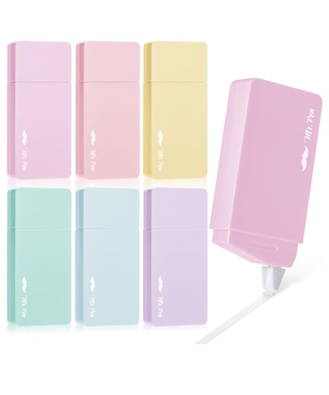 Mr. Pen- Aesthetic Correction Tape, 0.2&quot; x 236&quot;, 6 pcs, Pastel Colors, Cute White Out Tape Correction Tape, Aesthetic White Out Correction Tape, Whiteout Correction Tape, Cute Correction Tape