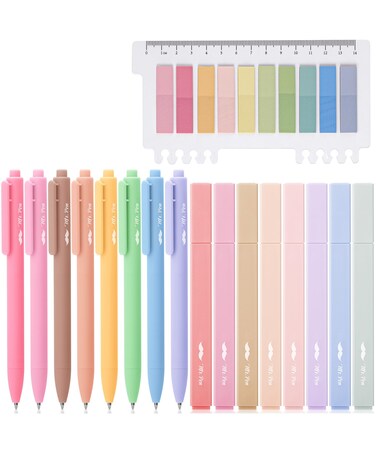Mr. Pen- Aesthetic Highlighters and Gel Pens, 16 Pack, 200 Sheets Transparent Sticky Tabs for Books, No Bleed Highlighters for Bible Pages No Bleed, Pens and Highlighters Set, Colored Gel Pens