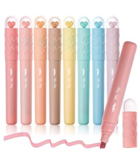 Mr. Pen- Aesthetic Highlighters, 8 Pack, Chisel Tip, Vintage Pastels Colors, Cute Highlighters Assorted Colors, Cute Highlighters for School Highlighters, Highlighter Set, Pastel Highlighters