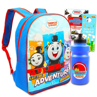 Thomas the Train Backpack for Boys - Thomas the Train School Bag Bundle Includes 15" Thomas the Train Backpack Plus Water Bottle, Stickers, More   Thomas the Train School Supplies