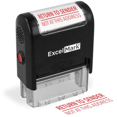 ExcelMark Self-Inking Rubber Stamp - Return to Sender Not at This Address - Red Ink (Large)