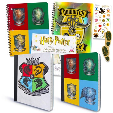 Harry Potter Notebooks for School - Harry Potter Composition Notebook Bundle Includes 4 Harry Potter Notebooks, Stickers, Bookmark, Magic Kit, More   Harry Potter School Supplies