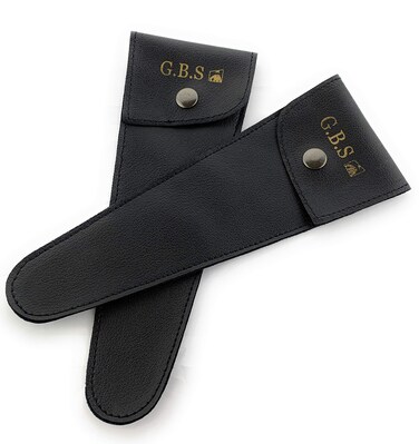 G.B.S Set of 2 Leather Pouch Scissors, Black