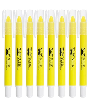Mr. Pen- No Bleed Gel Bible Highlighters, Yellow, Pack of 8