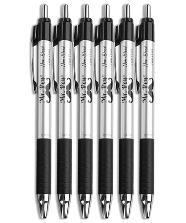 Mr. Pen No Bleed Pens, Bible Pens, Fine Tip, Black, Pack of 6