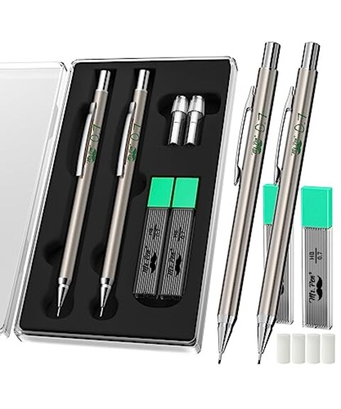 Mr. Pen- Metal Mechanical Pencils, 0.7mm, 2 Pack, Lead Pencil, Metal Mechanical Pencil, Metal Mechanical Pencils 0.7, Drafting Mechanical Pencils, Mechanical Pencil Metal, Christmas Gift