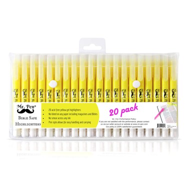 Mr. Pen- Gel Highlighters, Bible Highlighter, Pack of 20, No Bleed Highlighter, Yellow Highlighters, Dry Highlighter, Bible Study Highlighter, Bible Journaling Supplies, Bible Markers for Tabs