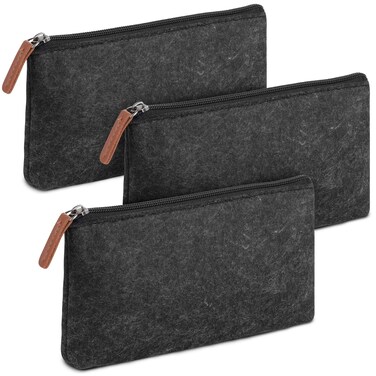 Mr. Pen- Pencil Case, Pencil Pouch, 3 Pc, Black Felt, Small Pencil Case, Pencil pouch Small, Pen Case, Pen Bag, Office Supplies, Canvas Pencil Case, Pencil Bags, Pen Pouch, Pencil Pouches with Zipper