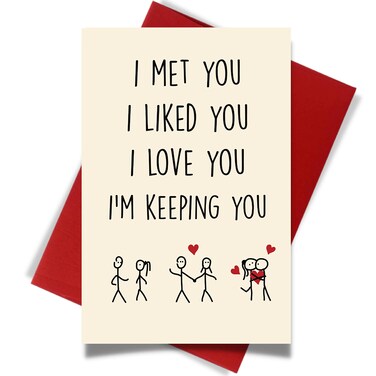 Cheerin Valentines Day Cards for Him and Her - Sweet Romantic Greeting Card with Envelope - Anniversary Present for Husband Wife Girlfriend Boyfriend