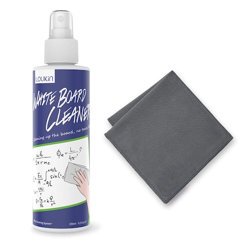 loukin Non-Toxic Whiteboard Cleaner, 8.5 fl oz Dry Erase Board Cleaner, Low-Odor Whiteboard Cleaning Spray with Cloth, Removes Stubborn Marks from Whiteboards