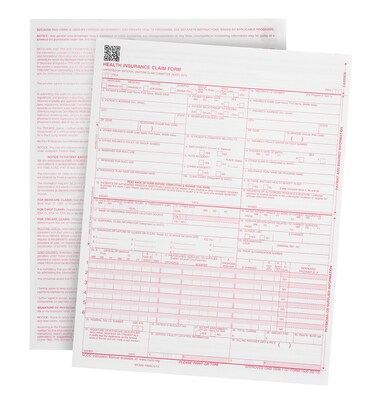 500 CMS 1500 Claim Forms, Current HCFA 02/2012 New Version Valid for HCFA 1500 Claim Forms 2024 and 2025, Line Up with Billing Software, Laser Compatible