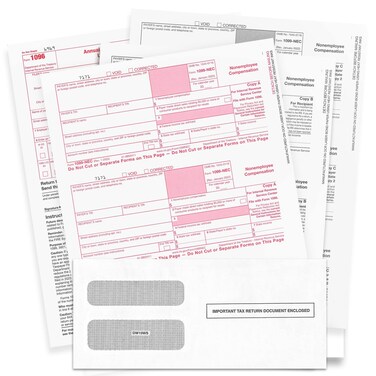 NextDayLabels 1099-NEC Forms for 2024, 4-Part Tax Forms, Vendor Kit of 25 Laser Forms and 25 Self-Seal Envelopes, Forms Designed for QuickBooks and Other Accounting Software