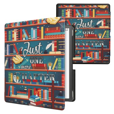 kwmobile Case Compatible with Amazon Kindle Scribe (2022/2024) Case - eReader Cover - Library Motto Multicolor