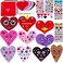 Winlyn 50 Sets DIY Paper Heart Cards and Envelopes Stickers 10 Styles of Blank Die-cut Heart Cardstock Note Cards with Assorted Hearts Stickers for Mother's Day Valentine's Day Greeting Love Gift