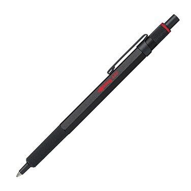 rOtring 600 Retractable Metal Ballpoint Pen, Medium Point, Black Ink, Black Barrel, Great Gift for Coworker