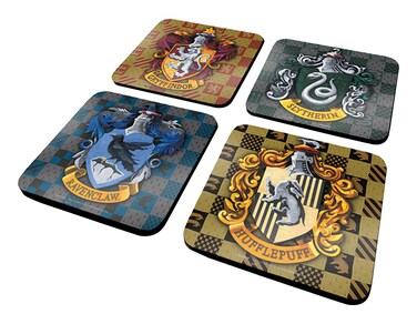 Harry Potter Shields Coaster Set, Multi-Colour, 10 x 10 cm (4 Pieces)