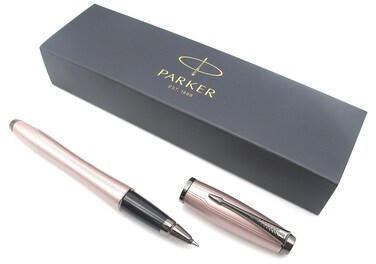 Parker Urban Premium Metal Rollerball Pen - Metallic Pink With Gunmetal Trim - Black Ink - Gift Boxed