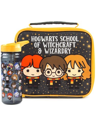 Harry Potter Lunch Bag and Bottle Set   Harry, Ron, Hermione Chibi Character Adventure   Themed Lunch Set