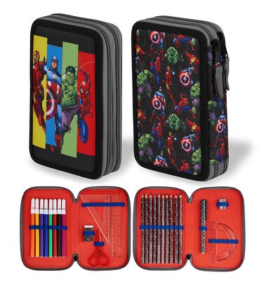 Marvel Boys Super Hero Avengers School Pencil Case, Filled Pencil Case with School Supplies, Back to School Gift Idea