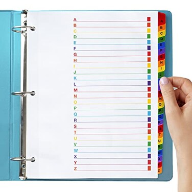 Alphabet Bividers for 3 Ring Binder - (3 Sets of 26), 8.5 x 11 Letter Size, A-Z Dividers - Easy Organization and Maximum Coverage