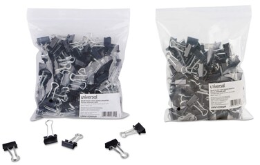 Universal Small Binder Clips Black/Silver, 144 Each (10200VP) - 2 Packs. Total of 288 Clips