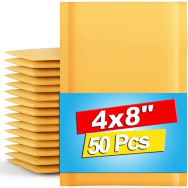 Axidou Bubble Mailers 4x8 inch   6x10"   8.5x12"   10.5x16" - 50 Pack   100 Pack   200 Pack   500 Pack, Tear Resistant Padded Envelopes Suitable for Small Businesses, Shipping, Mailing, Packaging
