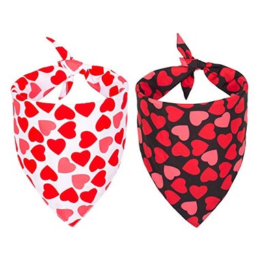PTDECOR Valentine's Day Dog Bandana Reversible Triangle Bibs Scarf Valentine Day Bandanas for Medium Large Dogs (Valentine's Day, Large)
