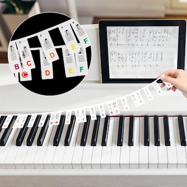 CCINEE Removable Piano Keyboard Note Labels 88 Keys Full Size for Learning,Bold Reusable Silicone Piano Key Stickers for Beginners Comes with Box