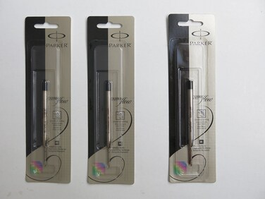 Parker QuinkFlow Ink Refill Ballpoint Pens, MED Point, Black Pack of 3 Refill