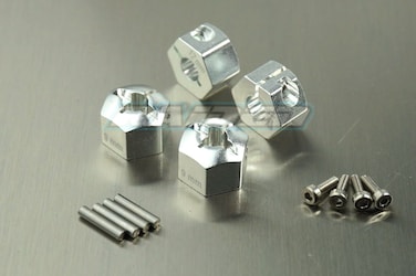 Raidenracing Aluminum Alloy 12mm X 9mm Widen Wheel Hub Hex Drive Adaptor for RC Crawler SCX10 F350 Wraith Silver