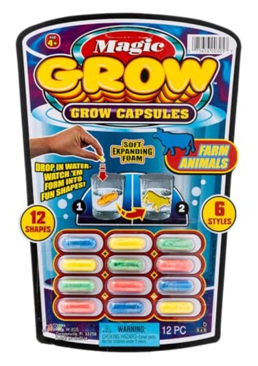 JA-RU Magic Grow Capsules (12 Capsules/Assorted Style) Best Growing Animals Assorted Style Capsules Bath Toys for Kids. 305-1H