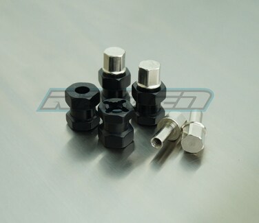 Raidenracing Aluminum Alloy 12mm X 15mm Widen Wheel Hub Hex Drive Adaptor for RC Crawler SCX10 F350 Wraith Black