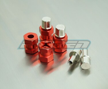 Raidenracing Aluminum Alloy 12mm X 15mm Widen Wheel Hub Hex Drive Adaptor for RC Crawler SCX10 F350 Wraith RED